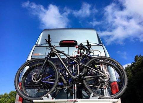 Bike rack on campervan