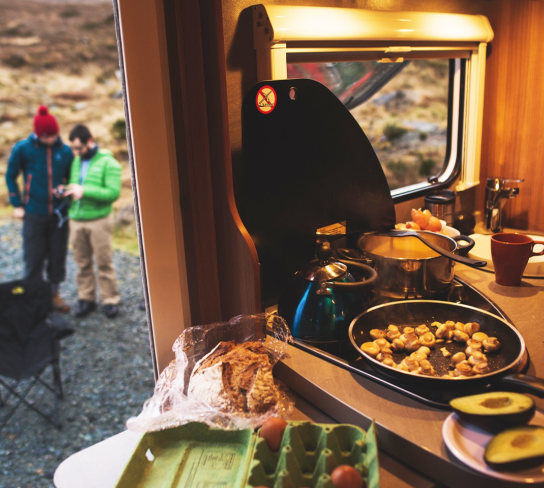 bunk campervan prepared meal