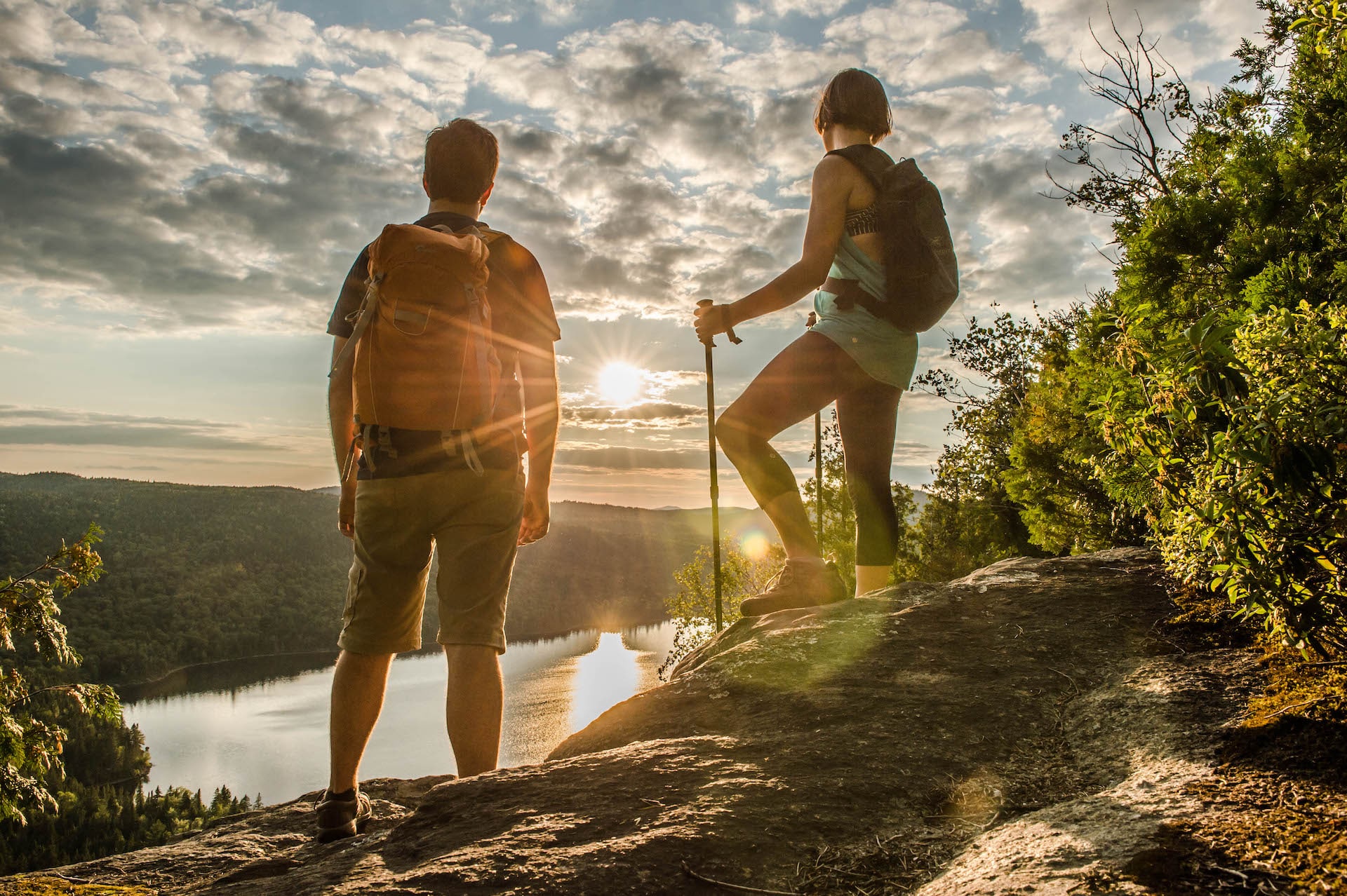 Two Hikers in Montreal Watching Sun