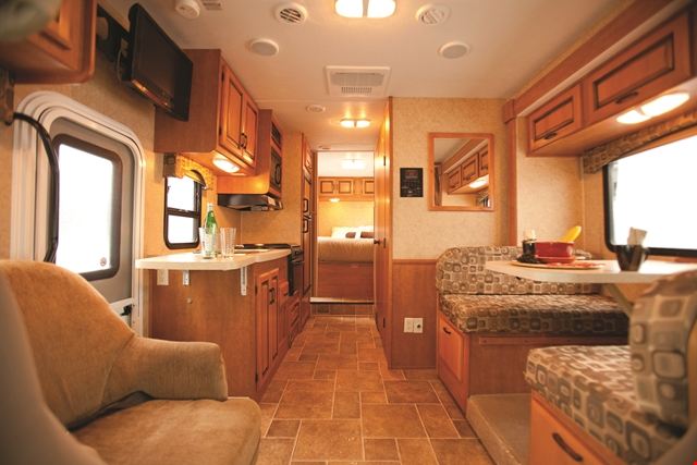 Comfortable interior of motorhome