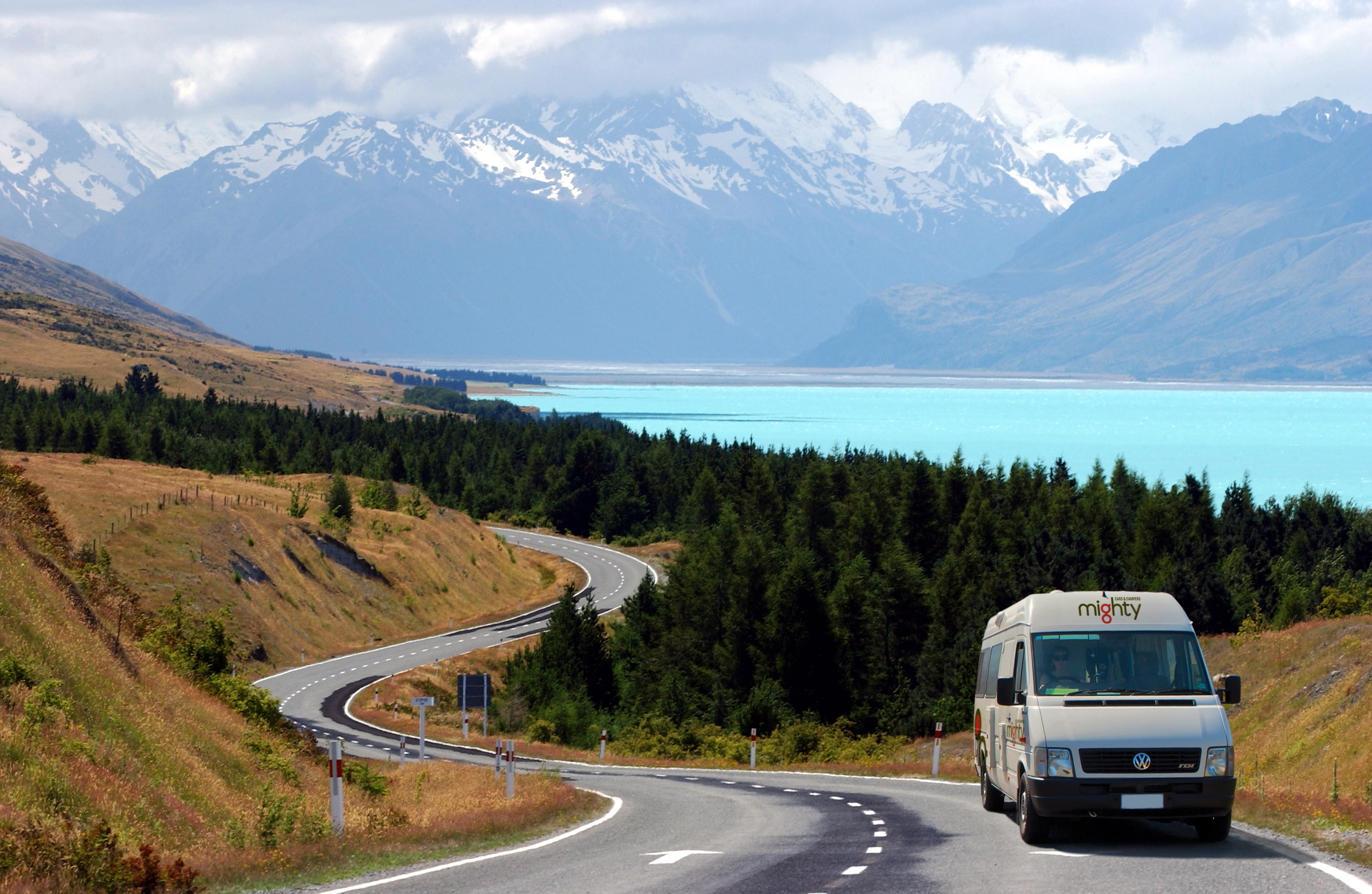 mighty camper on the road